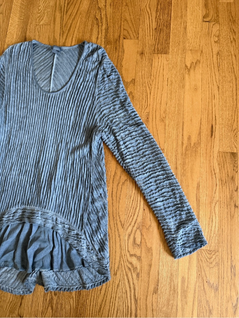 Mind Set hi-low tunic top by XCVI Blue LAGENLOOK crinkled lightweight size L - Picture 7 of 15
